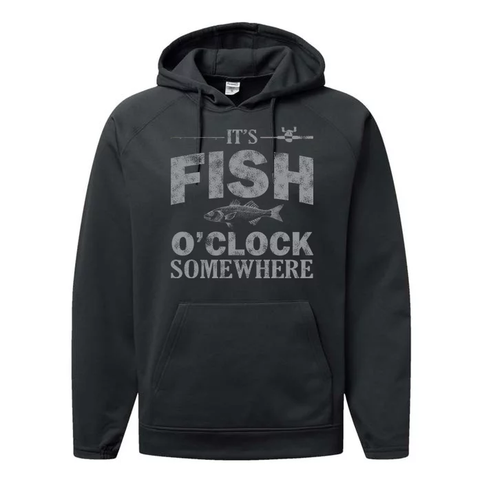 It's Fish O'Clock Somewhere Funny Performance Fleece Hoodie