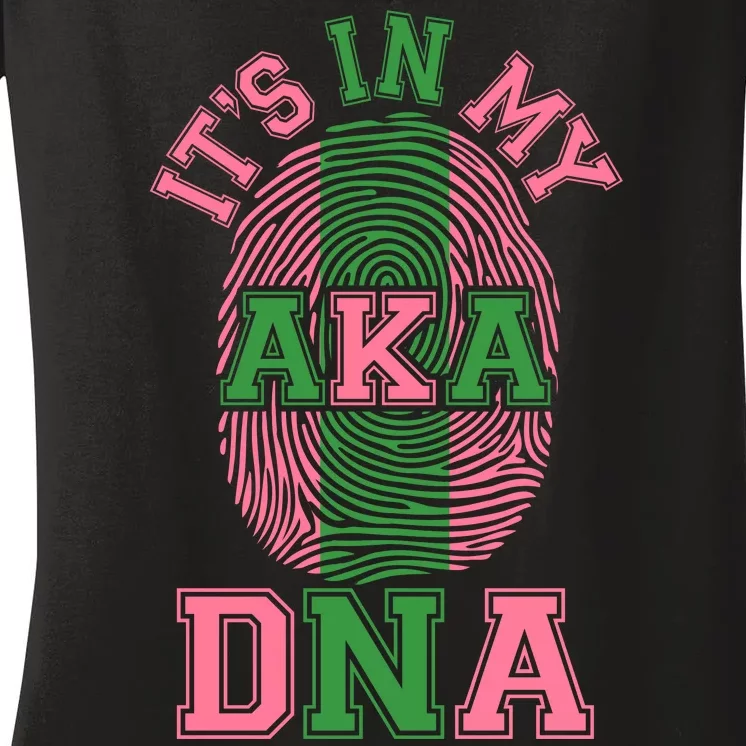 It's In My AKA DNA Fingerprint Women's V-Neck T-Shirt