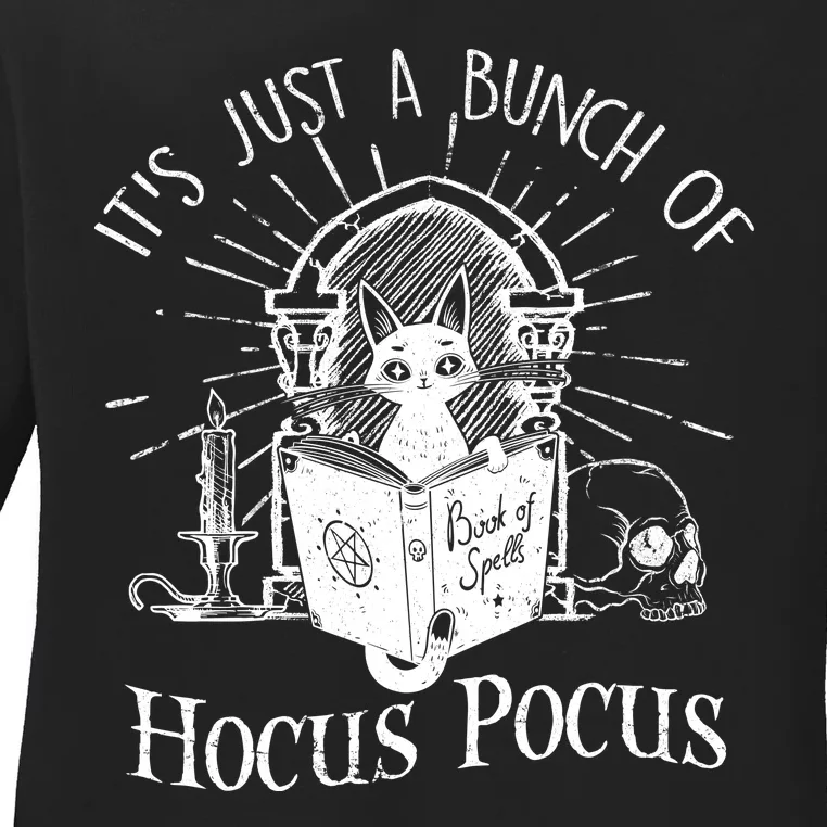 It's Just A Bunch Of Hocus Pocus Cat Halloween Ladies Long Sleeve Shirt