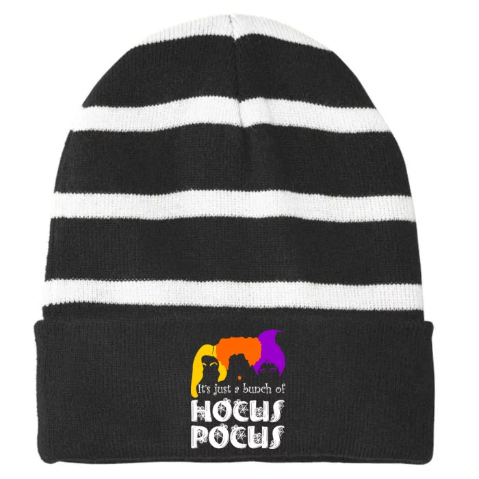 It's Just A Bunch of Hocus Pocus Halloween Striped Beanie with Solid Band