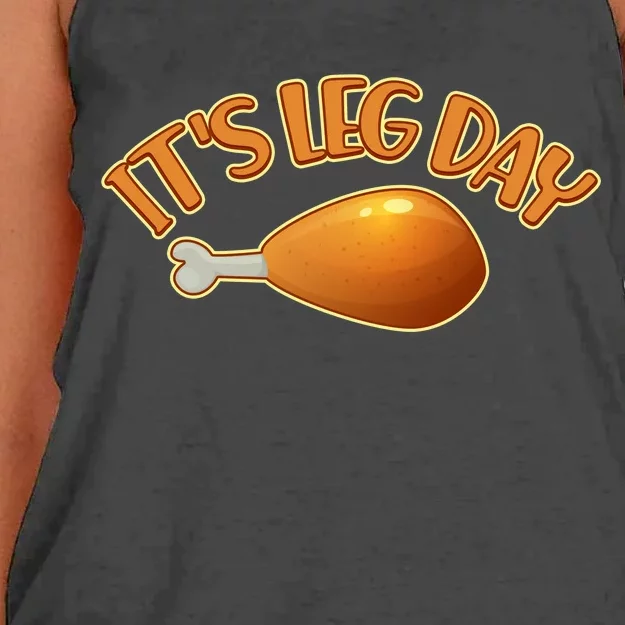 It's Leg Day Funny Thanksgiving Women's Knotted Racerback Tank