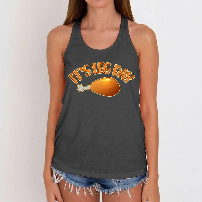 It's Leg Day Funny Thanksgiving Women's Knotted Racerback Tank