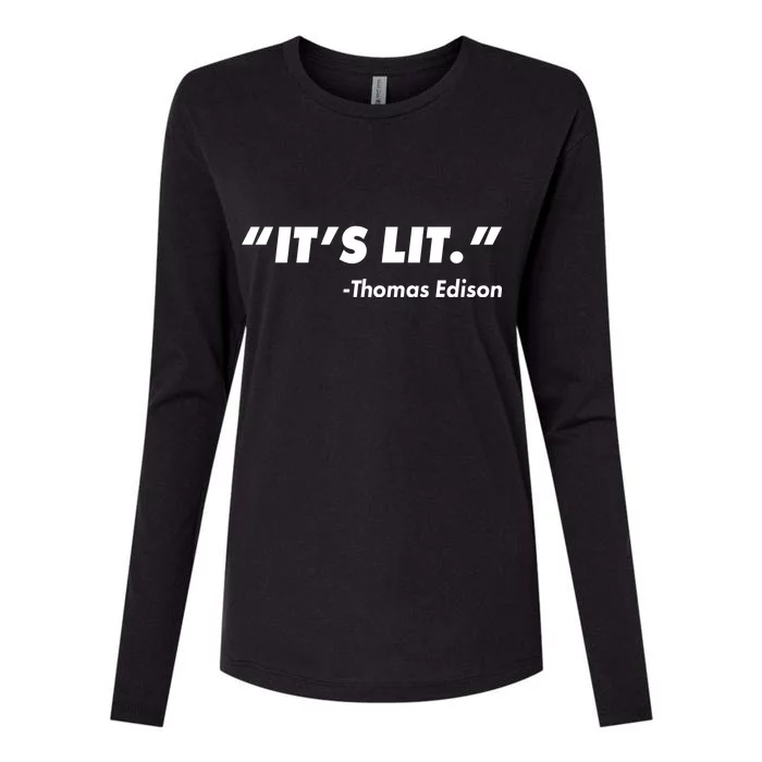 It's Lit Thomas Edison Womens Cotton Relaxed Long Sleeve T-Shirt