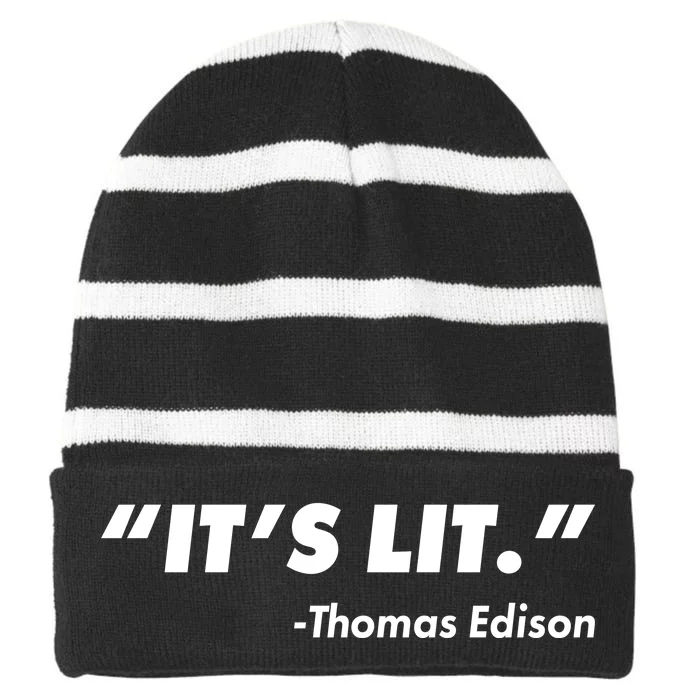 It's Lit Thomas Edison Striped Beanie with Solid Band