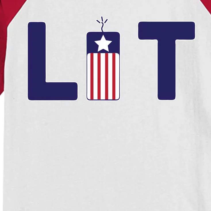 It's Lit USA 4th of July Kids Colorblock Raglan Jersey