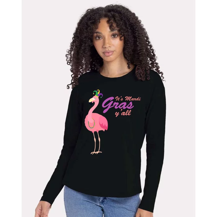 IT's Mardi Gras Flamingo Womens Cotton Relaxed Long Sleeve T-Shirt