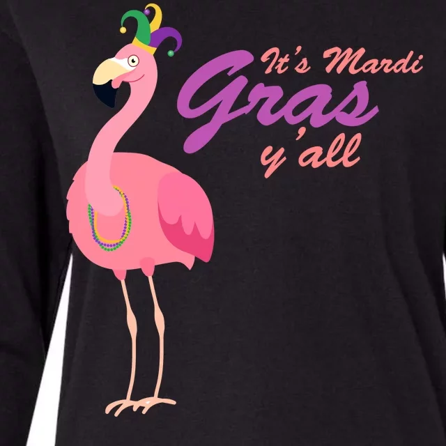 IT's Mardi Gras Flamingo Womens Cotton Relaxed Long Sleeve T-Shirt