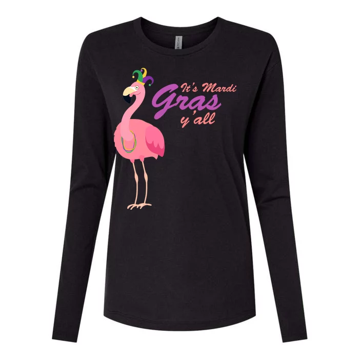 IT's Mardi Gras Flamingo Womens Cotton Relaxed Long Sleeve T-Shirt