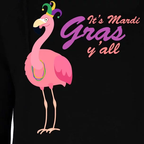 IT's Mardi Gras Flamingo Womens Funnel Neck Pullover Hood