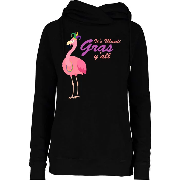 IT's Mardi Gras Flamingo Womens Funnel Neck Pullover Hood