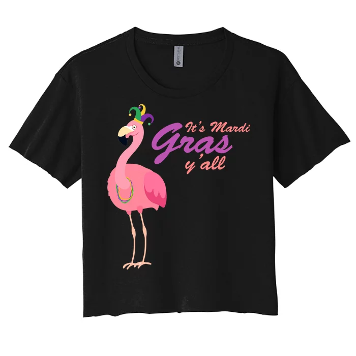 IT's Mardi Gras Flamingo Women's Crop Top Tee