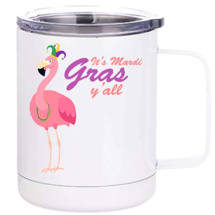 IT's Mardi Gras Flamingo Front & Back 12oz Stainless Steel Tumbler Cup