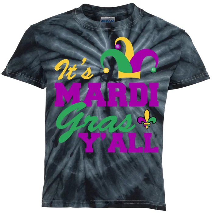 It's Mardi Gras Y'all New Orleans Celebration Kids Tie-Dye T-Shirt