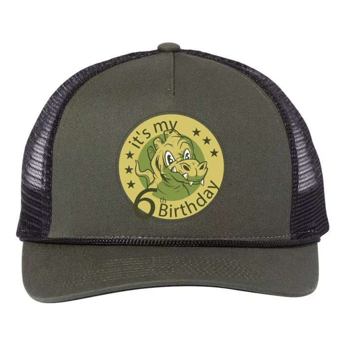 It's My 6th Birthday Dinosaur Retro Rope Trucker Hat Cap