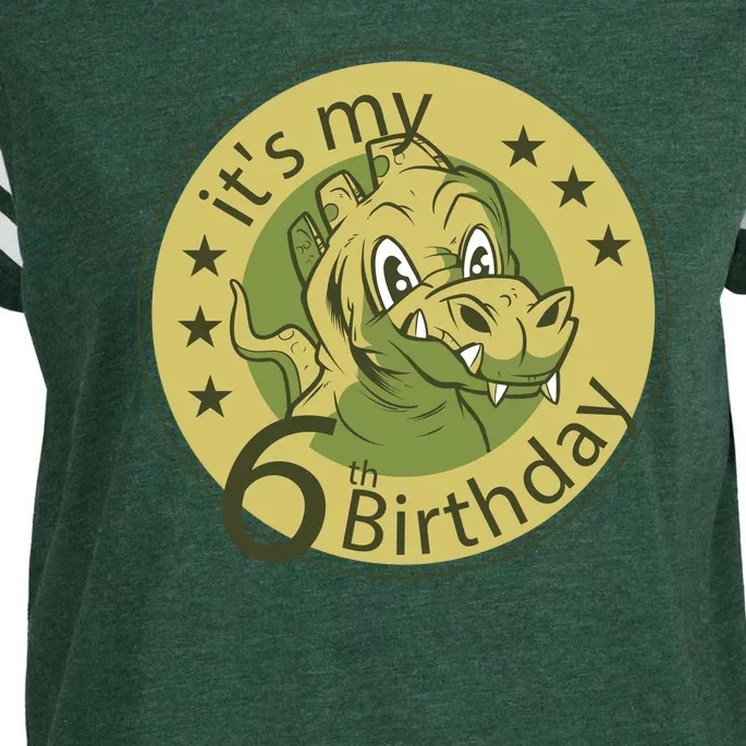 It's My 6th Birthday Dinosaur Enza Ladies Jersey Football T-Shirt