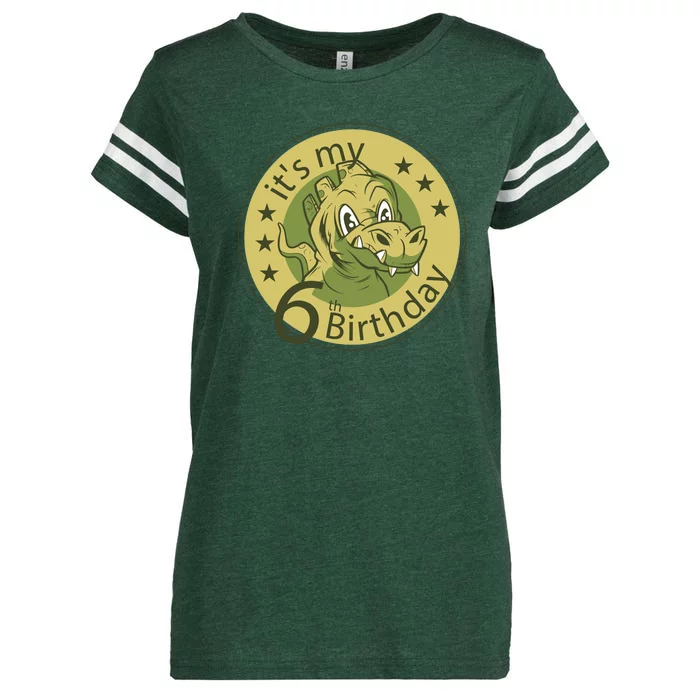 It's My 6th Birthday Dinosaur Enza Ladies Jersey Football T-Shirt