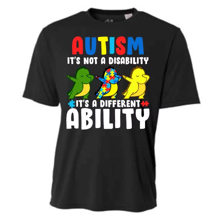 It's Not A Disability Ability Autism Dinosaur Dabbing Cooling Performance Crew T-Shirt