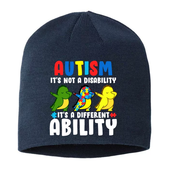 It's Not A Disability Ability Autism Dinosaur Dabbing 8 1/2in Sustainable Knit Beanie