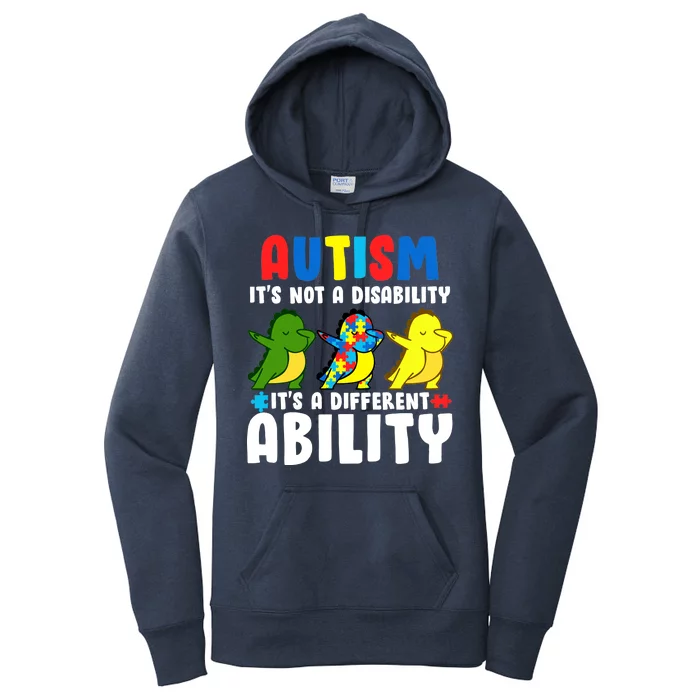 It's Not A Disability Ability Autism Dinosaur Dabbing Women's Pullover Hoodie