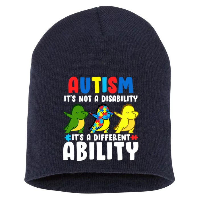 It's Not A Disability Ability Autism Dinosaur Dabbing Short Acrylic Beanie