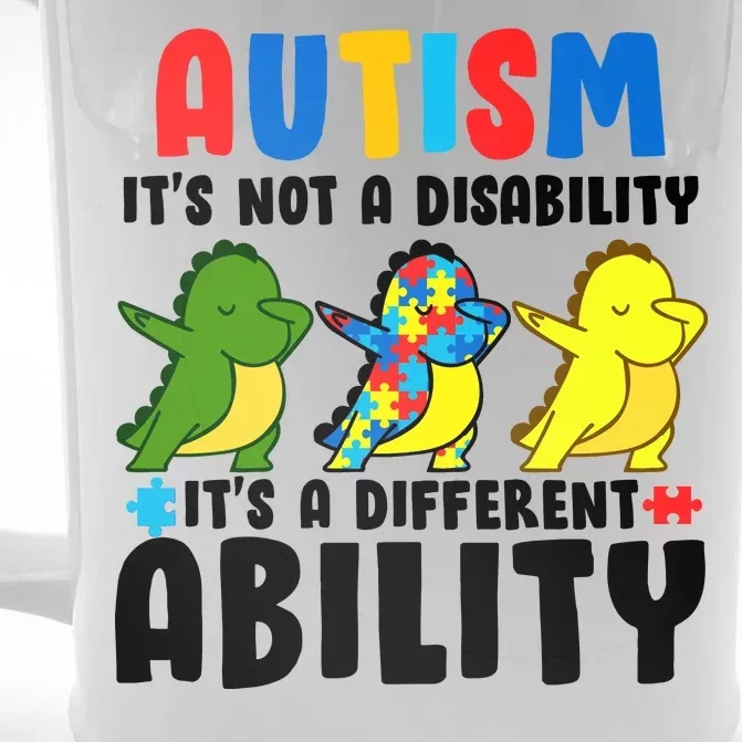 It's Not A Disability Ability Autism Dinosaur Dabbing Front & Back Beer Stein