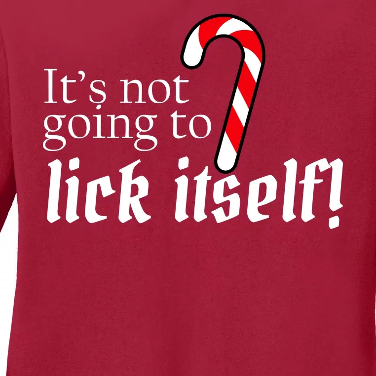 It's Not Going To Lick Itself Candy Cane Ladies Long Sleeve Shirt