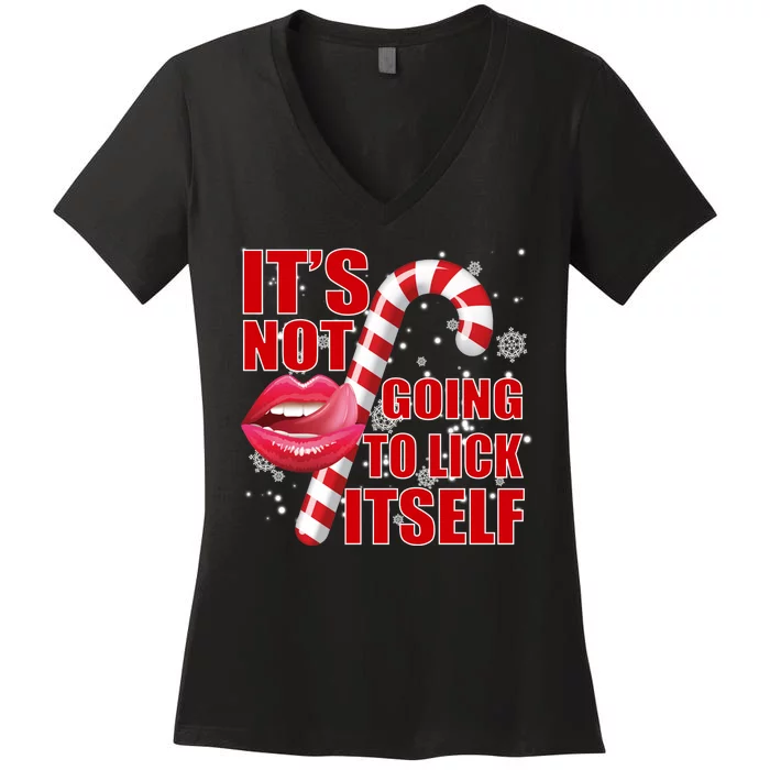 It's Not Going To Lick Itself Funny X-Mas Women's V-Neck T-Shirt