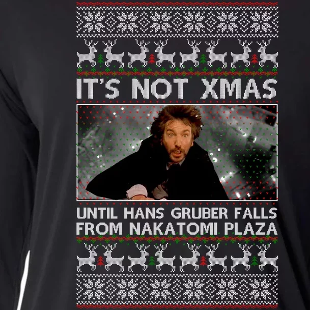 It's Not X-Mas Until Hans Gruber Falls From Nakatomi Plaza Cooling Performance Long Sleeve Crew