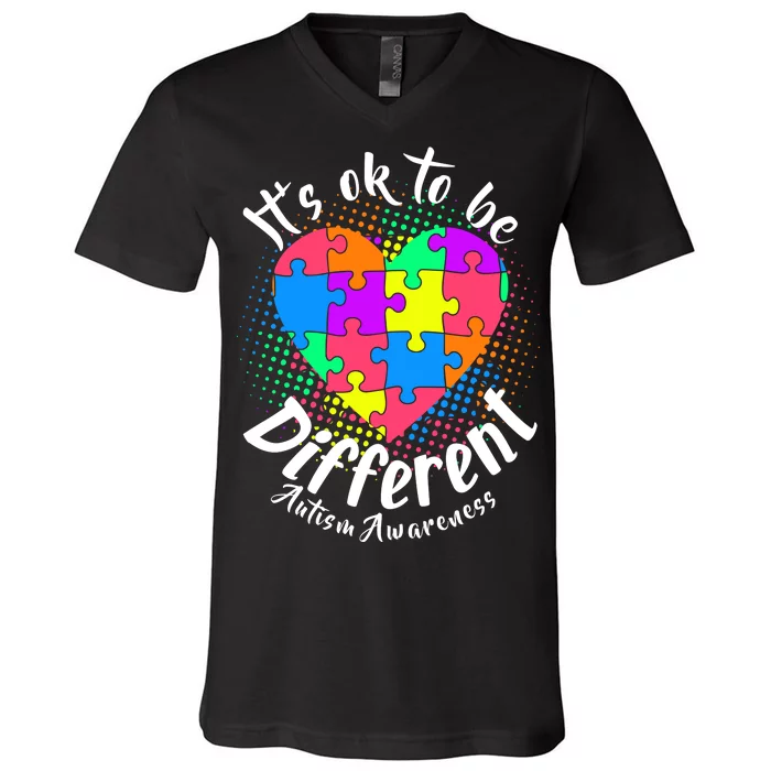 It's Ok To Be Different Autism Awareness V-Neck T-Shirt