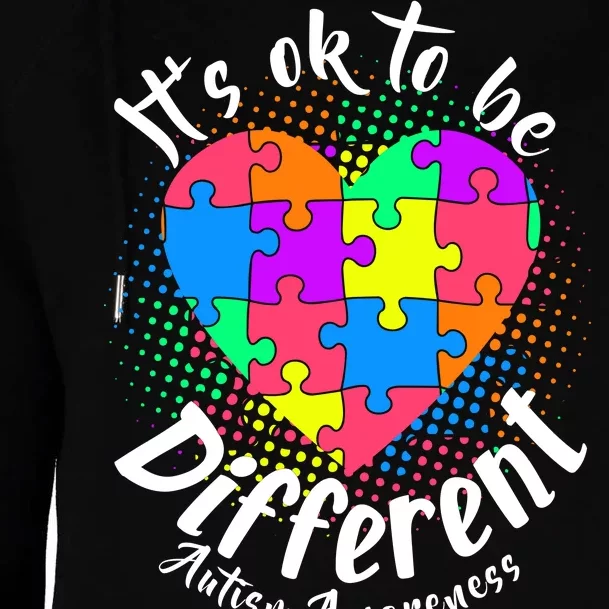 It's Ok To Be Different Autism Awareness Womens Funnel Neck Pullover Hood