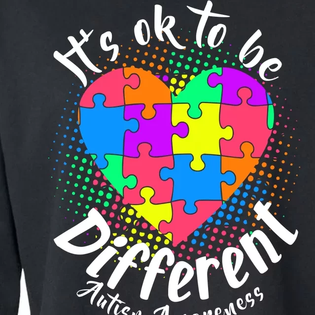 It's Ok To Be Different Autism Awareness Cropped Pullover Crew