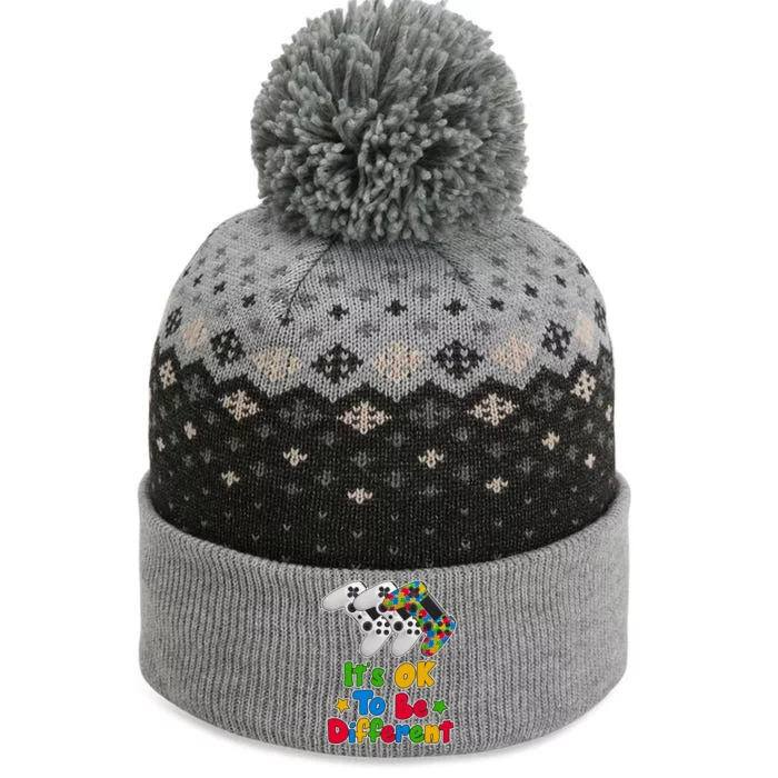 It's Ok To Be Different Autism Awareness Video Gamer The Baniff Cuffed Pom Beanie