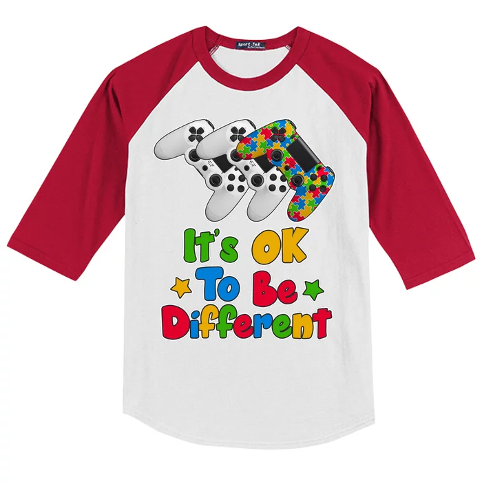 It's Ok To Be Different Autism Awareness Video Gamer Kids Colorblock Raglan Jersey