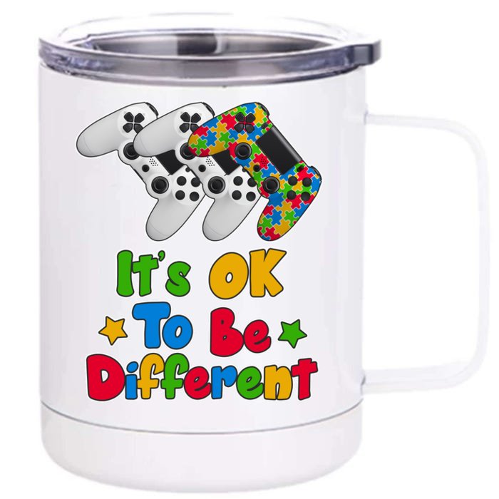 It's Ok To Be Different Autism Awareness Video Gamer Front & Back 12oz Stainless Steel Tumbler Cup