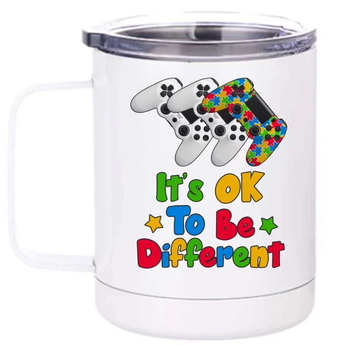 It's Ok To Be Different Autism Awareness Video Gamer Front & Back 12oz Stainless Steel Tumbler Cup