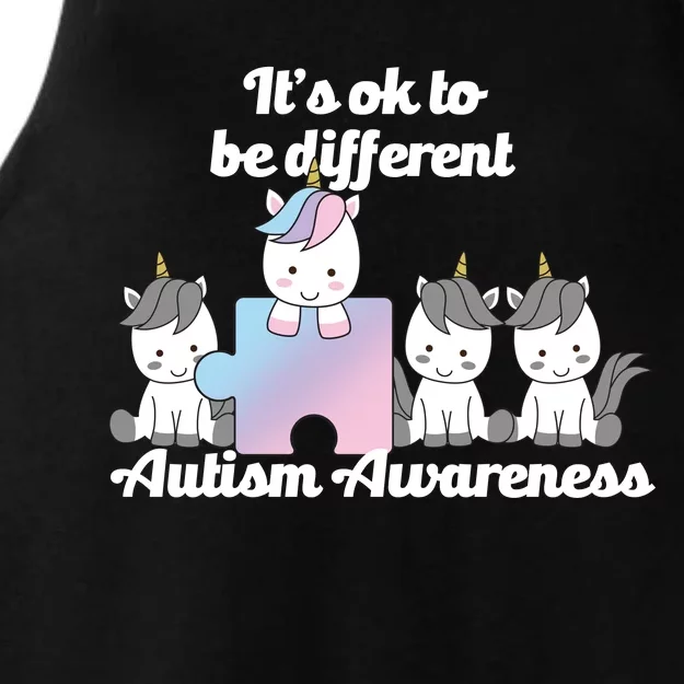 It's Ok To Be Different Autism Unicorn Puzzle Ladies Tri-Blend Wicking Tank