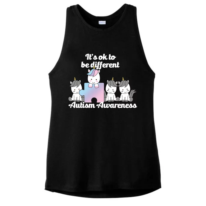 It's Ok To Be Different Autism Unicorn Puzzle Ladies Tri-Blend Wicking Tank