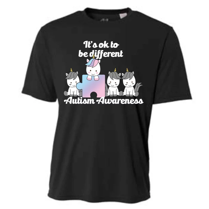 It's Ok To Be Different Autism Unicorn Puzzle Cooling Performance Crew T-Shirt