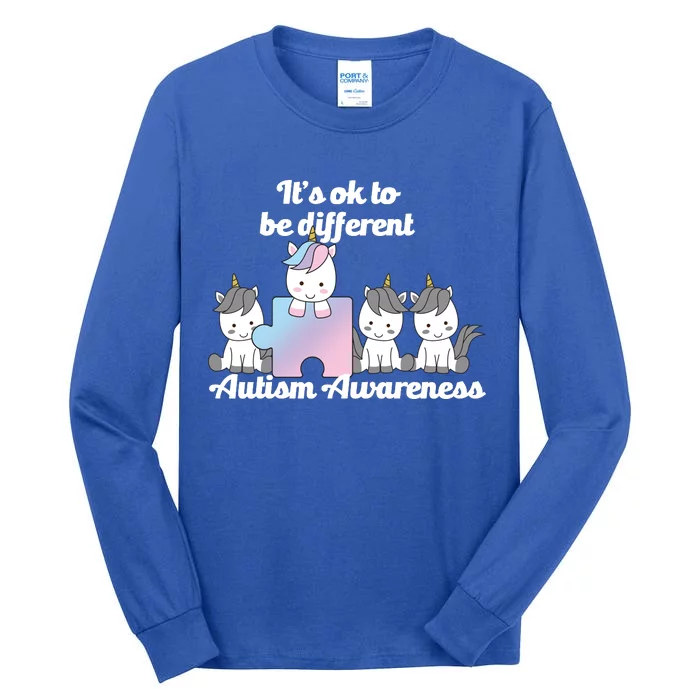 It's Ok To Be Different Autism Unicorn Puzzle Tall Long Sleeve T-Shirt