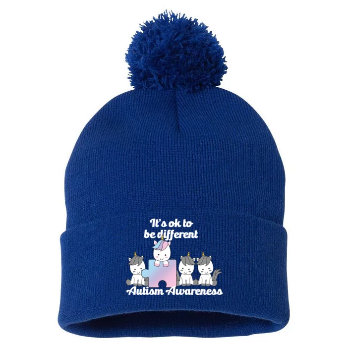 It's Ok To Be Different Autism Unicorn Puzzle Pom Pom 12in Knit Beanie