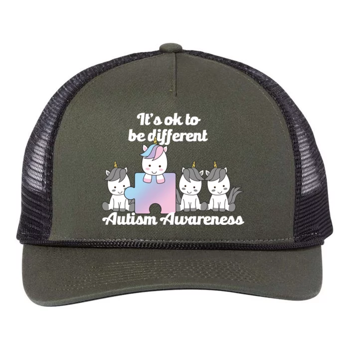 It's Ok To Be Different Autism Unicorn Puzzle Retro Rope Trucker Hat Cap