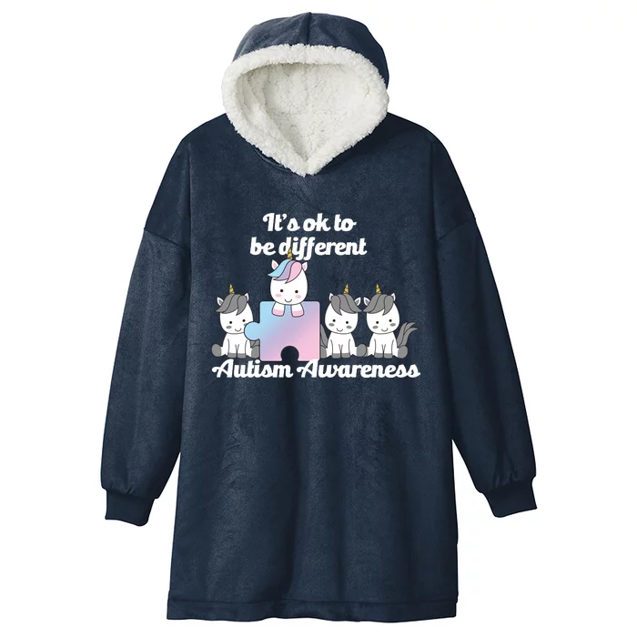 It's Ok To Be Different Autism Unicorn Puzzle Hooded Wearable Blanket