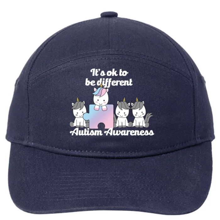 It's Ok To Be Different Autism Unicorn Puzzle 7-Panel Snapback Hat