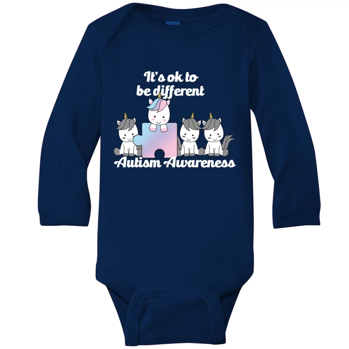 It's Ok To Be Different Autism Unicorn Puzzle Baby Long Sleeve Bodysuit