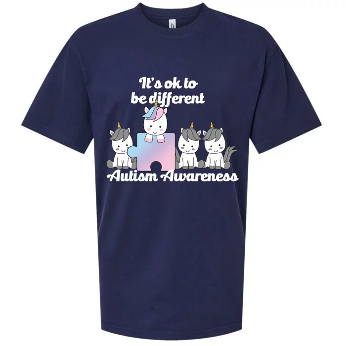 It's Ok To Be Different Autism Unicorn Puzzle Sueded Cloud Jersey T-Shirt