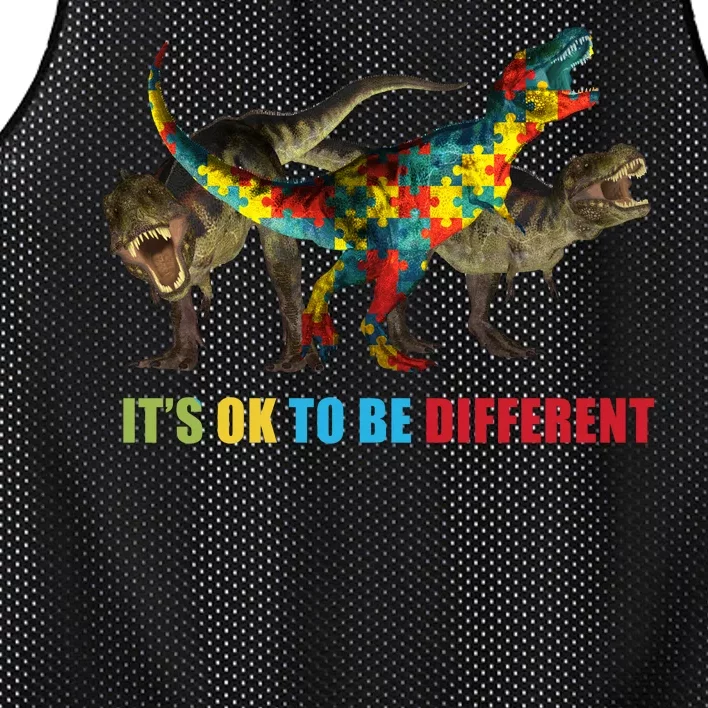 It's Ok To Be Different Dinosaur Autism Awareness Mesh Reversible Basketball Jersey Tank