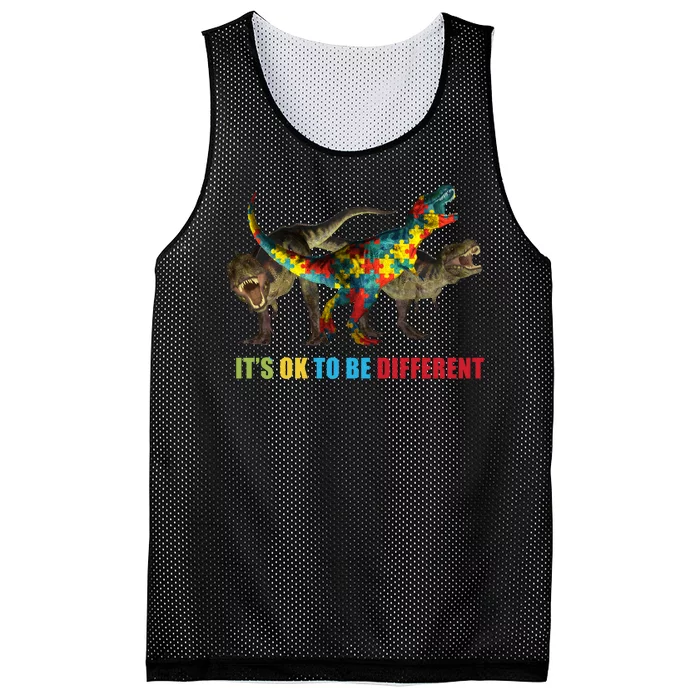 It's Ok To Be Different Dinosaur Autism Awareness Mesh Reversible Basketball Jersey Tank