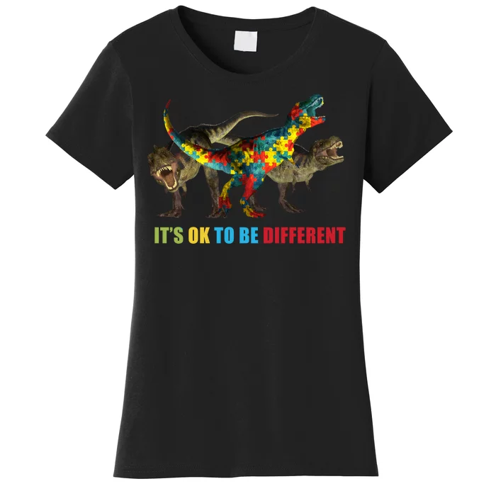 It's Ok To Be Different Dinosaur Autism Awareness Women's T-Shirt