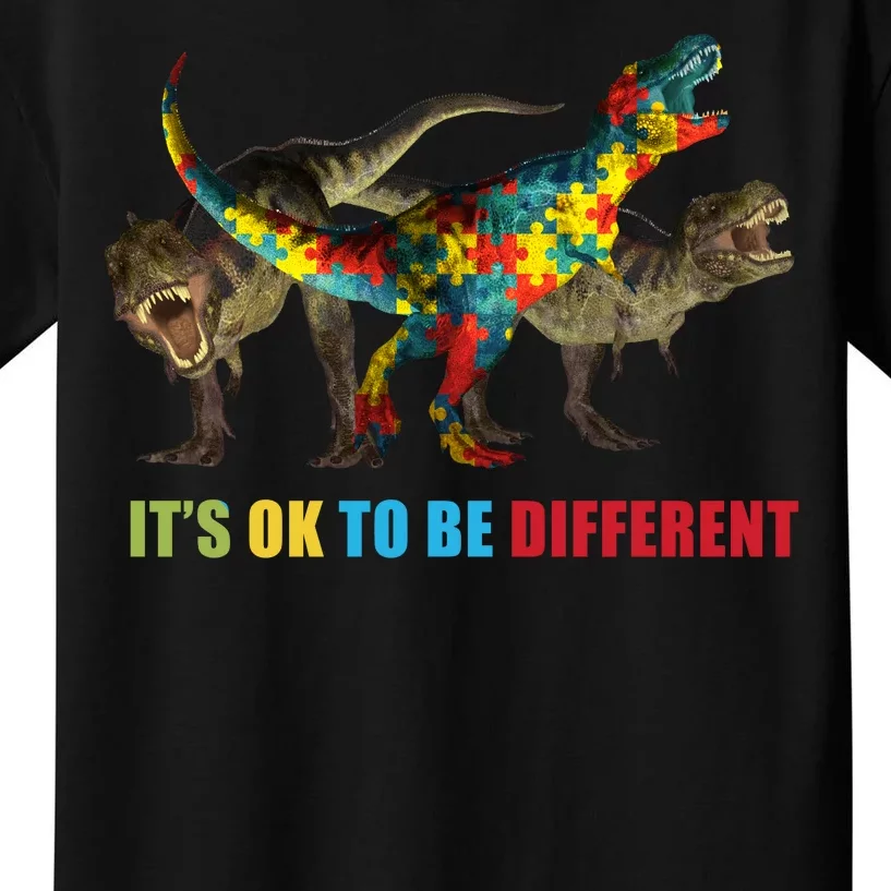 It's Ok To Be Different Dinosaur Autism Awareness Kids T-Shirt