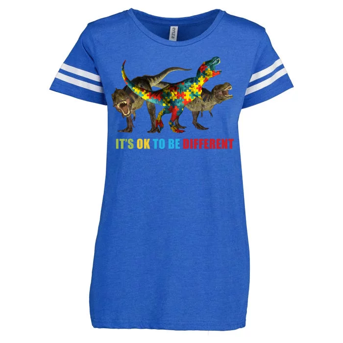 It's Ok To Be Different Dinosaur Autism Awareness Enza Ladies Jersey Football T-Shirt